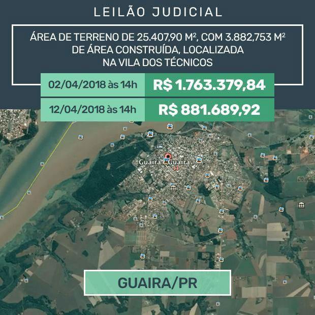 Grande área em Guaíra está no leilão - Foto: Divulgação