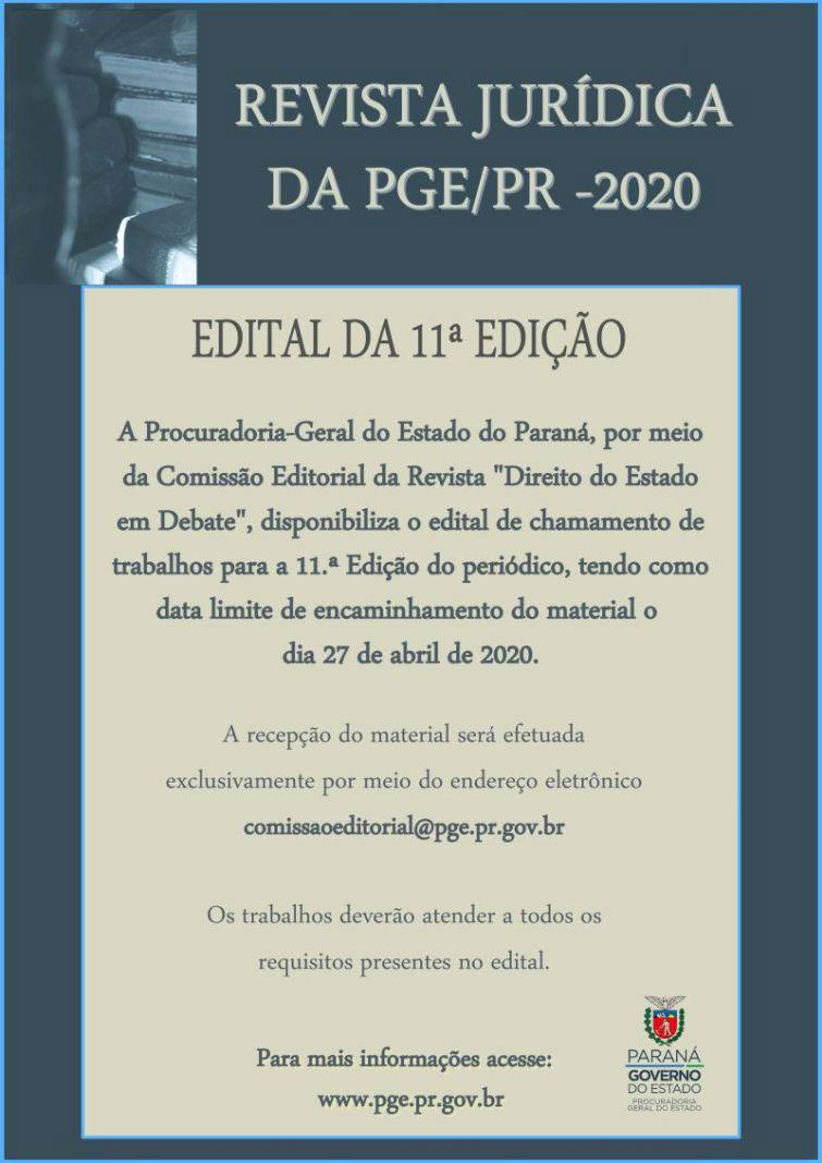 Associados da APEP interessados em participar da 11ª edição da revista “Direito do Estado e Debate” tem até dia 27 de abril para enviar artigos - Foto: Divulgação 